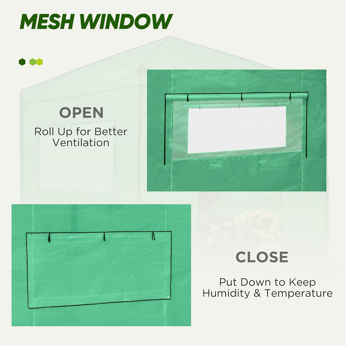EAGLE PEAK Replacement Cover for 8x8 Portable Walk-in Pop up Greenhouse, Front and Rear Roll-Up