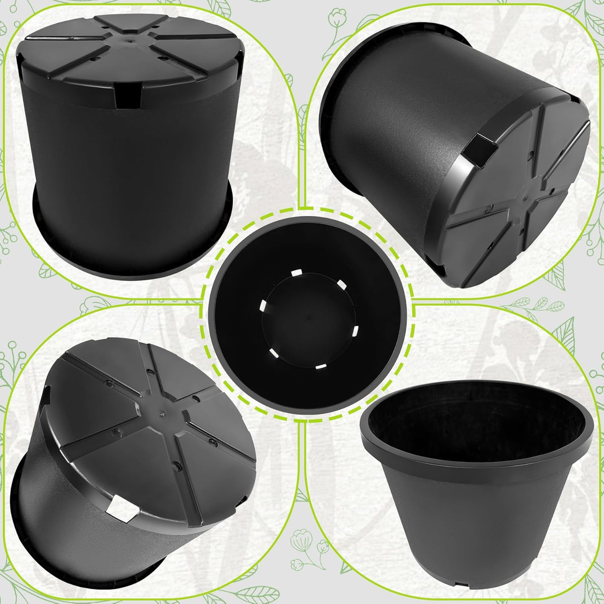 20 Gallon Nursery Pots Plastic Container Injection Molded Pot for Plants Flexible with Drainage