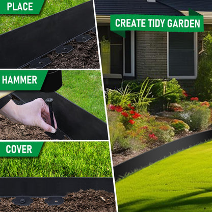 Hugeleaf Landscape Edging Kit 40 Feet with 48pcs Spikes, 4 Inches Garden Edging Flexible Landscape