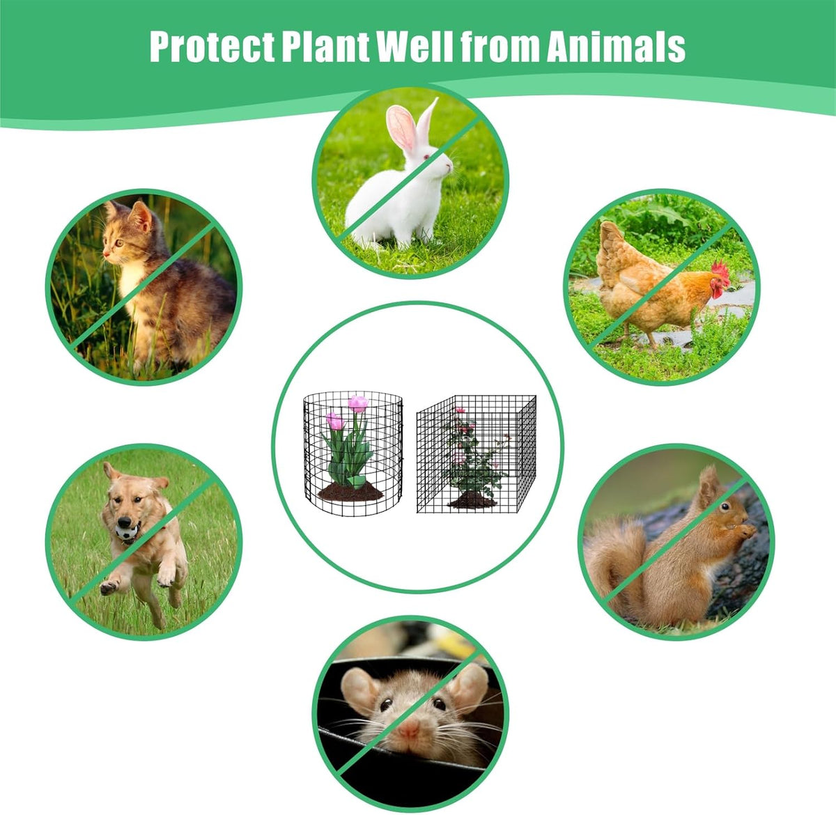 Eunika 8 Pack Round Plant Protector from Animals,24 Pcs 12" x 12" Metal Mesh to Keep Animals Out
