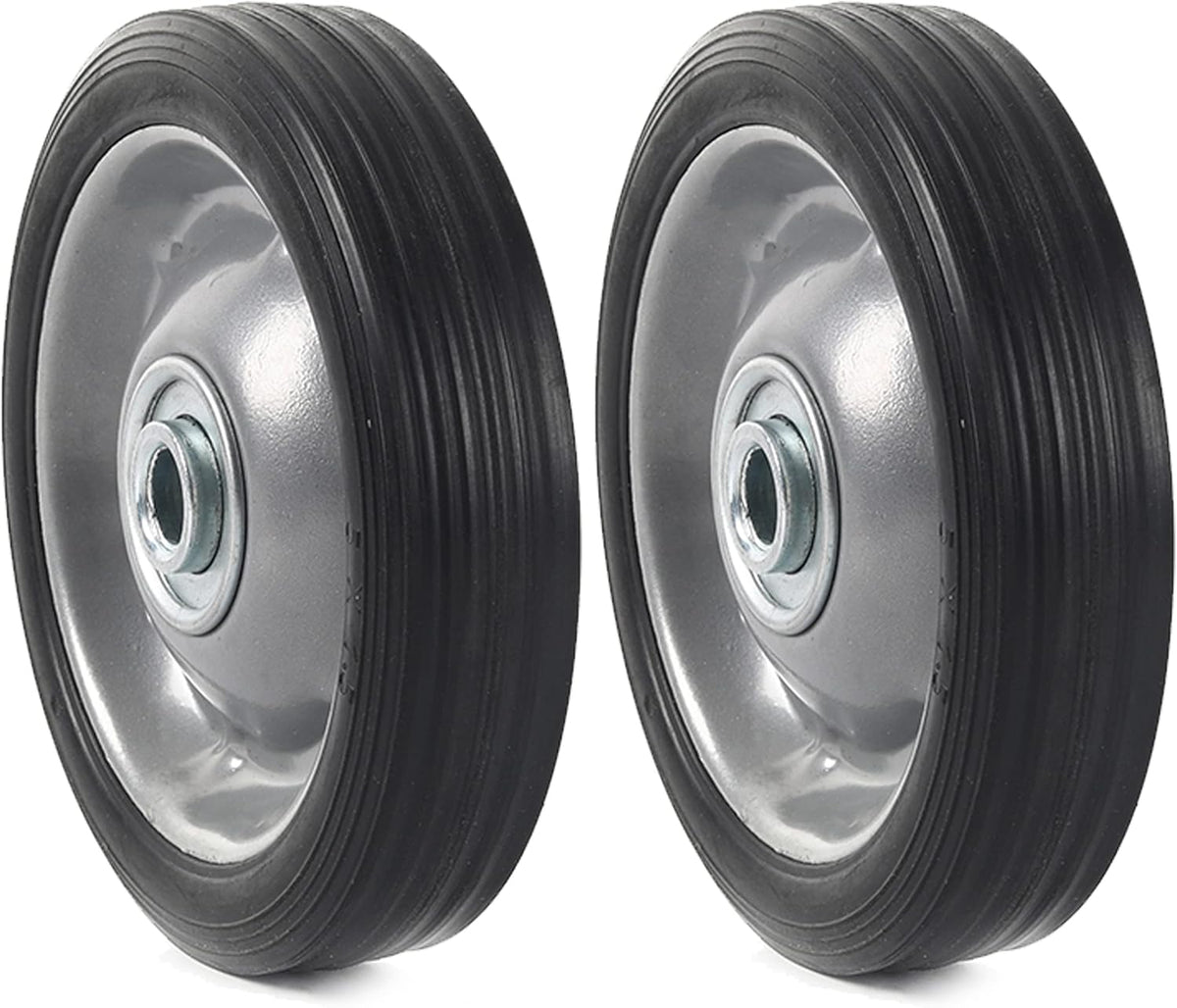 AR-PRO (2-Pack) 5" x 1.2" Flat Free Solid Rubber Wheel Assemblies - Replacement Hand Truck Wheels
