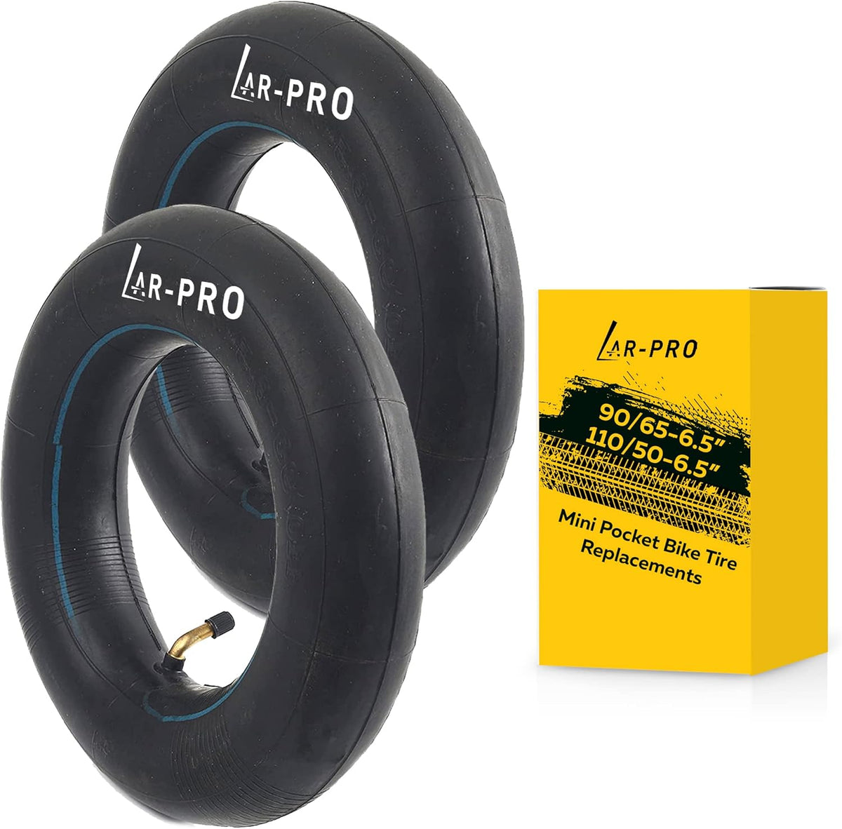 (2-Pack) Replacement Front or Rear Inner Tubes for 90/65-6.5” and 110/50-6.5” Mini Pocket Bike