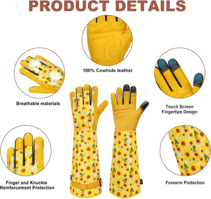 DLY Gardening Gloves for Women, Rose Gloves Gardening Thorn Proof, Long Garden Gloves for Women