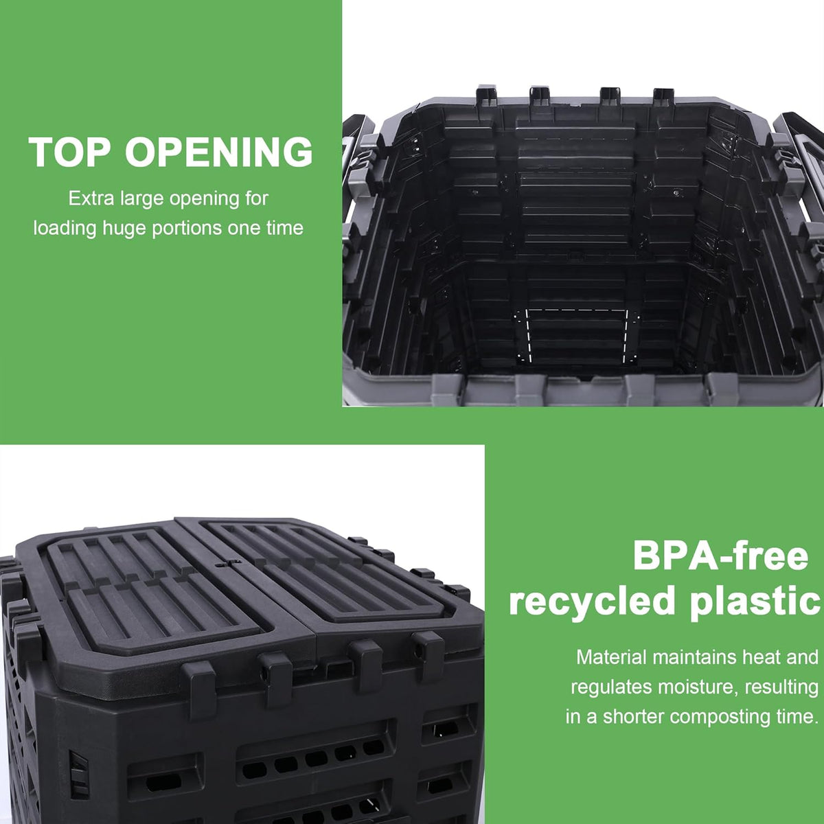 Black Garden Composter Bin - 132 Gallons of Recycled Plastic for Easy Assembly & Aerating