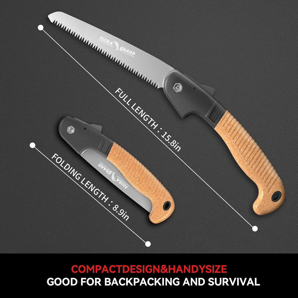 FLORA GUARD 7.7-Inch Folding Hand Saw, Camping/Pruning Saw with Rugged Professional Folding Razor