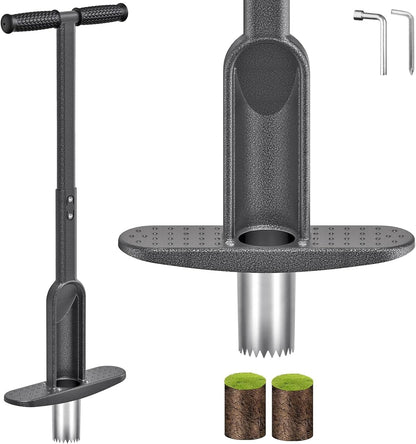 Dolibest Bulb Planter Tool w/Soft Rubber Grip, Grass Plugger Tool w/Stainless Steel Sharp