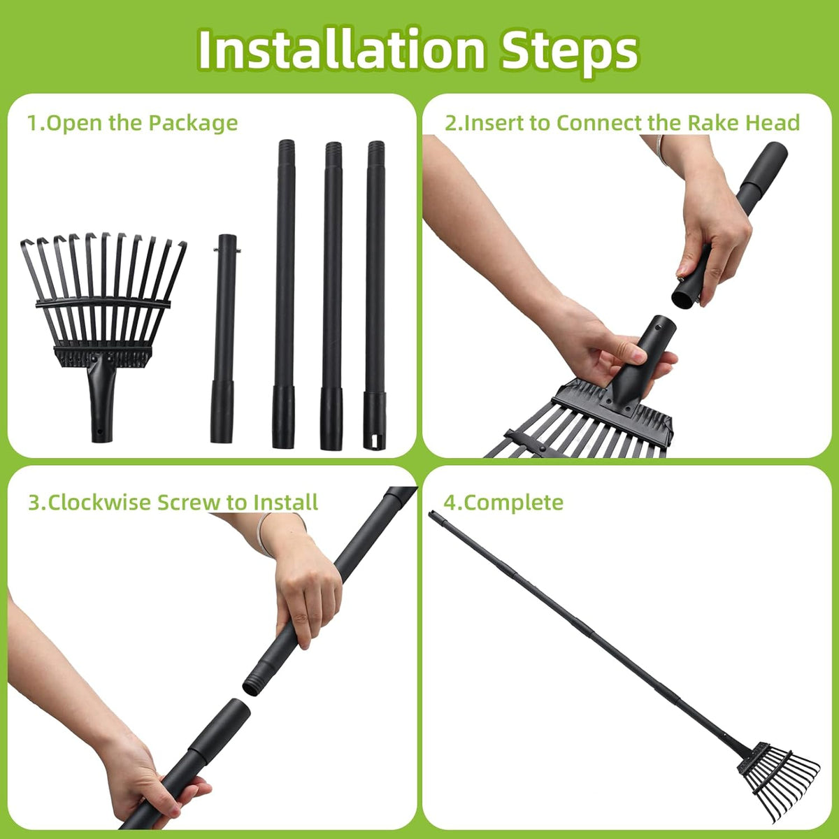 Small Rake for Gardening 63 Inch Adjustable Heavy Duty Garden Leaf Rakes Garden Tools 11 Metal