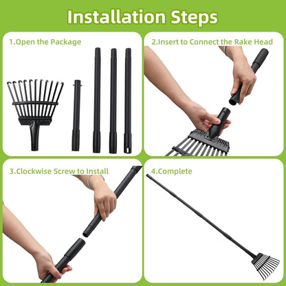 Small Rake for Gardening 63 Inch Adjustable Heavy Duty Garden Leaf Rakes Garden Tools 11 Metal