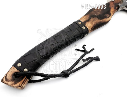 SHINY CRAFTS® Handcrafted Decorative Viking Axe with Leather-Wrapped Handle & Sheath – Engraved
