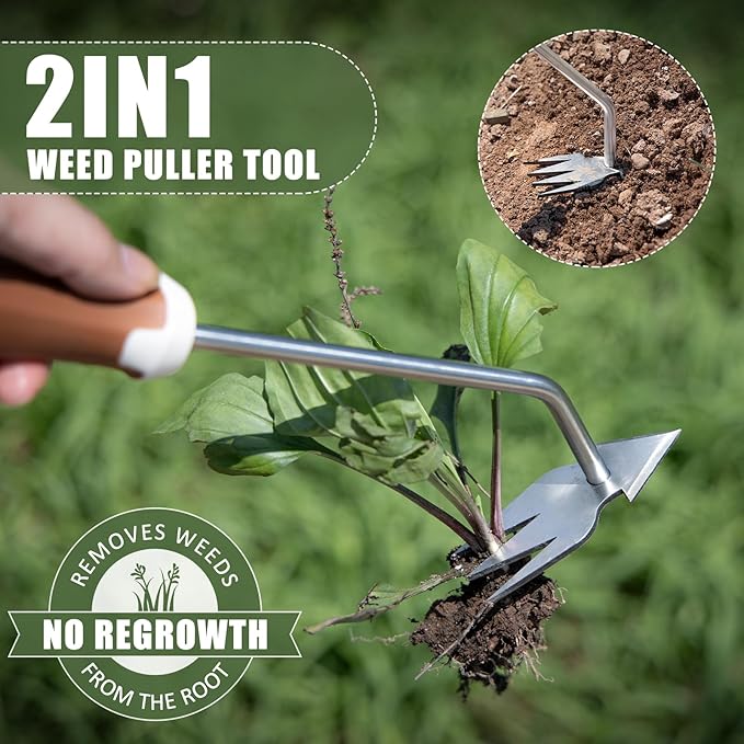Garden Tool Set, 12 Pcs Heavy Duty Floral Gardening Tools Kit with Gardening Hand Weeder Tools