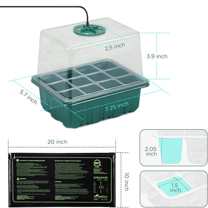 Seedfactor 7-Pack Seed Starter Kit with Grow Light (12 Cells per Tray), Plant Germination Trays
