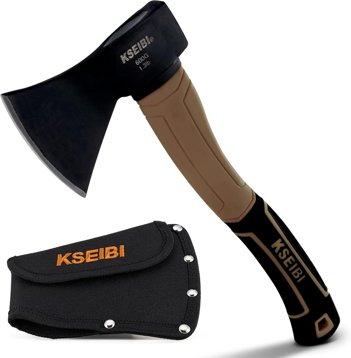 KSEIBI Outdoor Camping Hatchet with Sheath for Splitting and Kindling Wood, Forged Steel Blade with