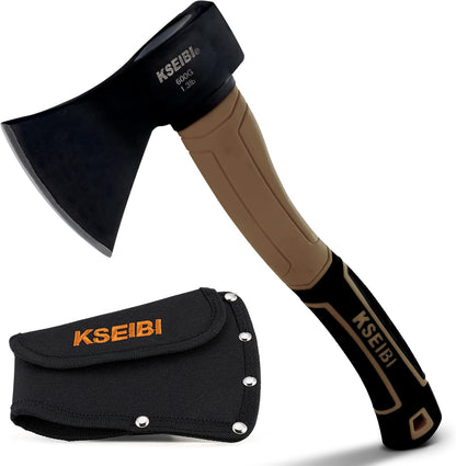 KSEIBI Outdoor Camping Hatchet with Sheath for Splitting and Kindling Wood, Forged Steel Blade with