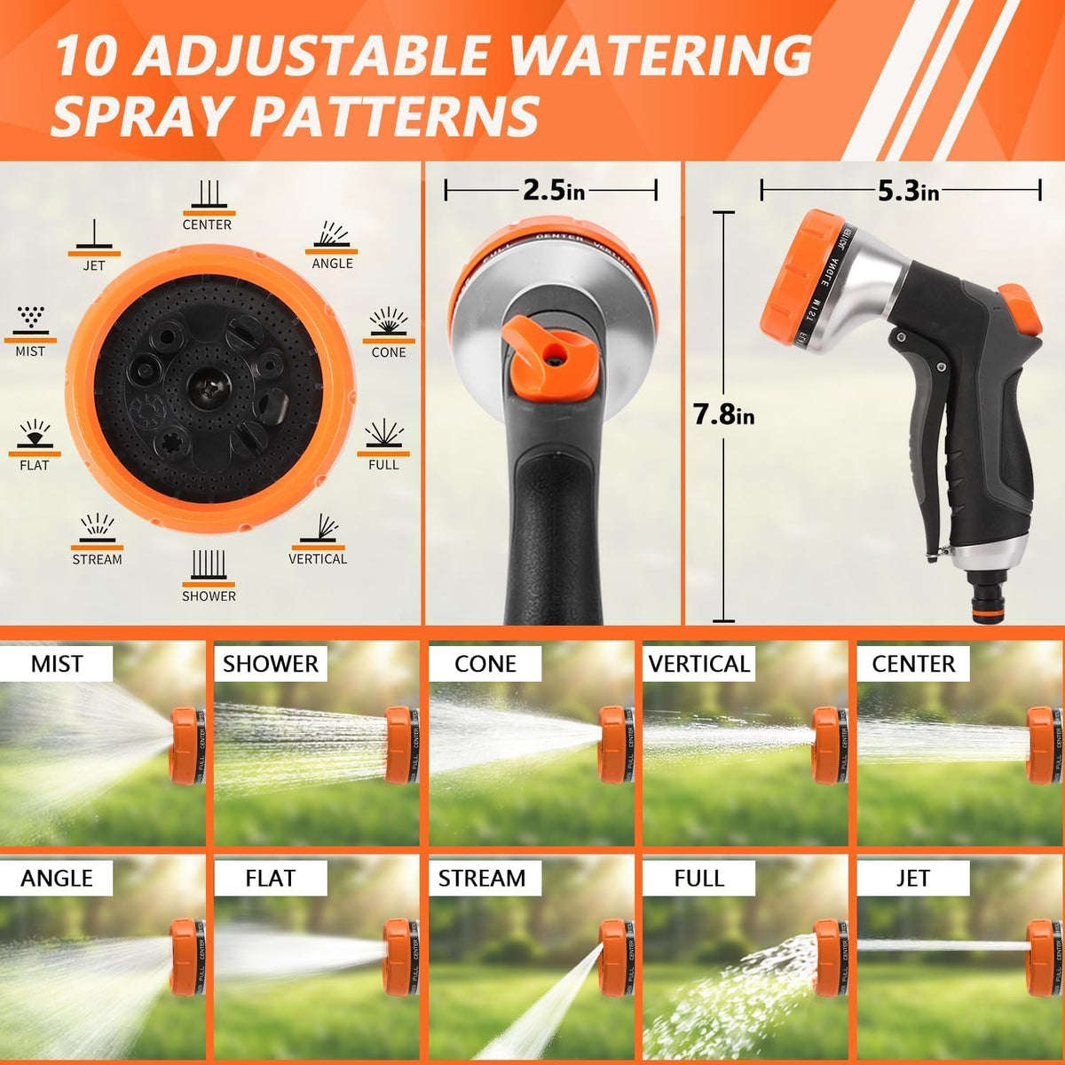 HOOFUN 2 Pack Garden Hose Nozzle High Pressure 10 & 2 Water Hose Nozzle