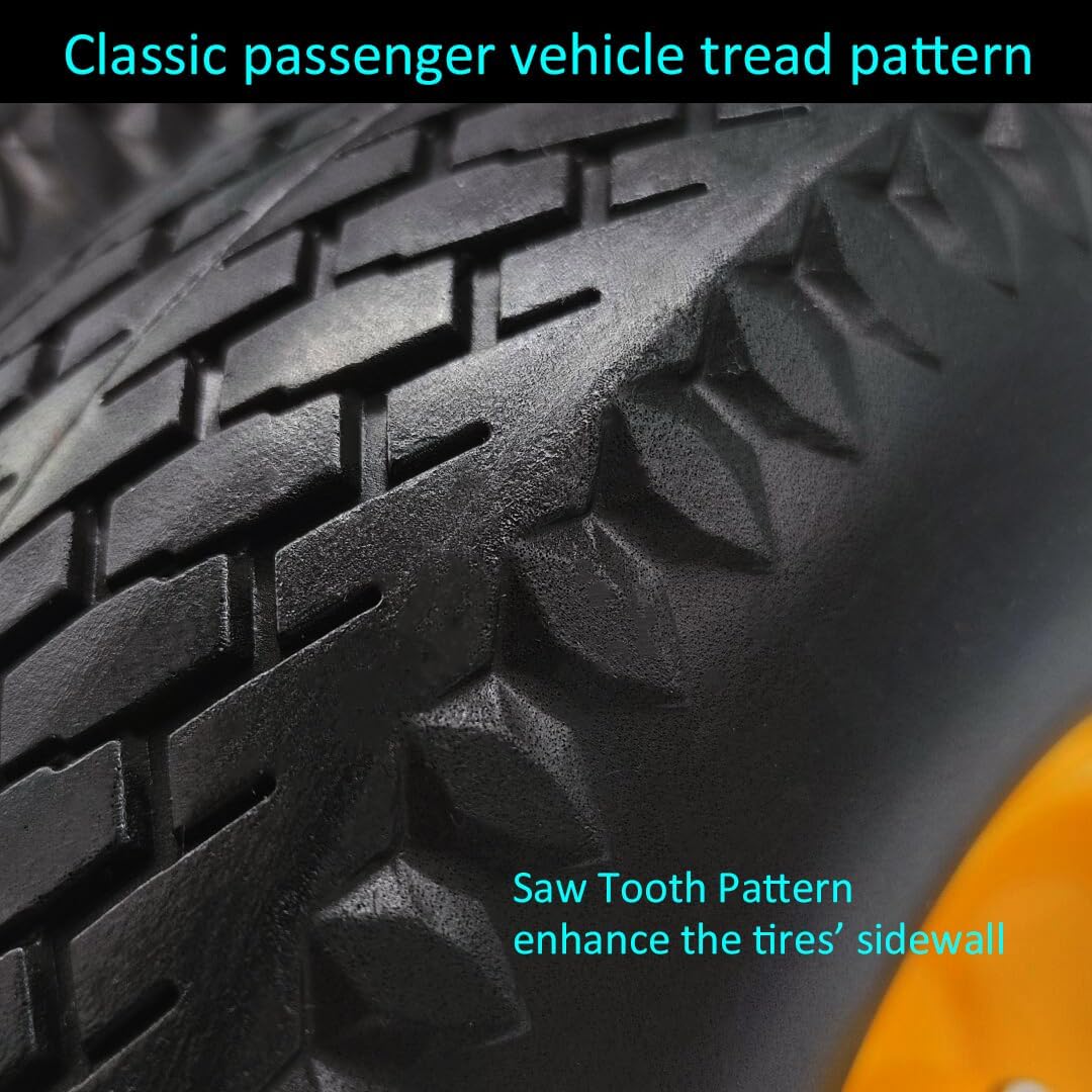 Flat Free 4.10/3.50-4 Hand Truck Tire with 3/4 Axle Bore, 2.2” Offset 10 inch Solid Tire