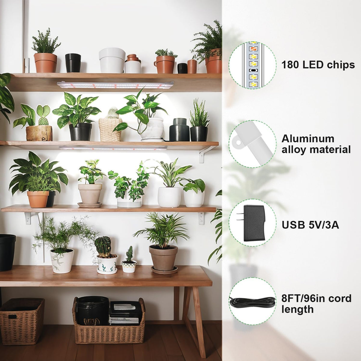 Wiaxulay Grow Lights for Indoor Plants, Full Spectrum 6000K LED Grow Light Strip Sunlike Growing