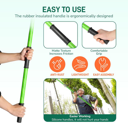 Outvita Manual Pole Saw, 26 Feet Extendable Tree Pruner with Knives and Storage Pocket, Sharp Steel