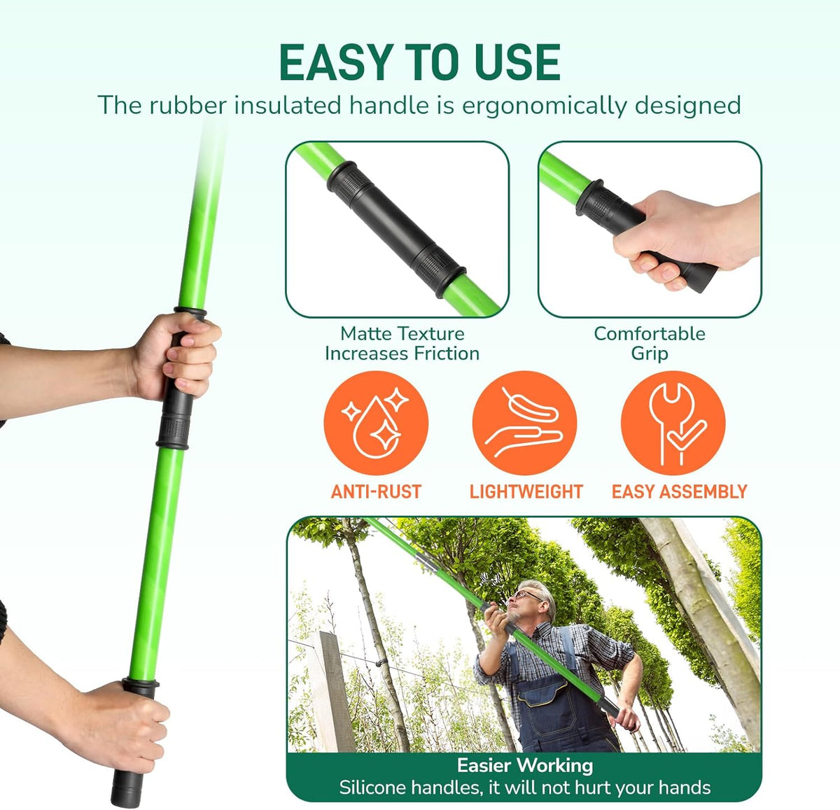 Outvita Manual Pole Saw, 30 Feet Extendable Tree Pruner with Knives and Storage Pocket, Sharp Steel