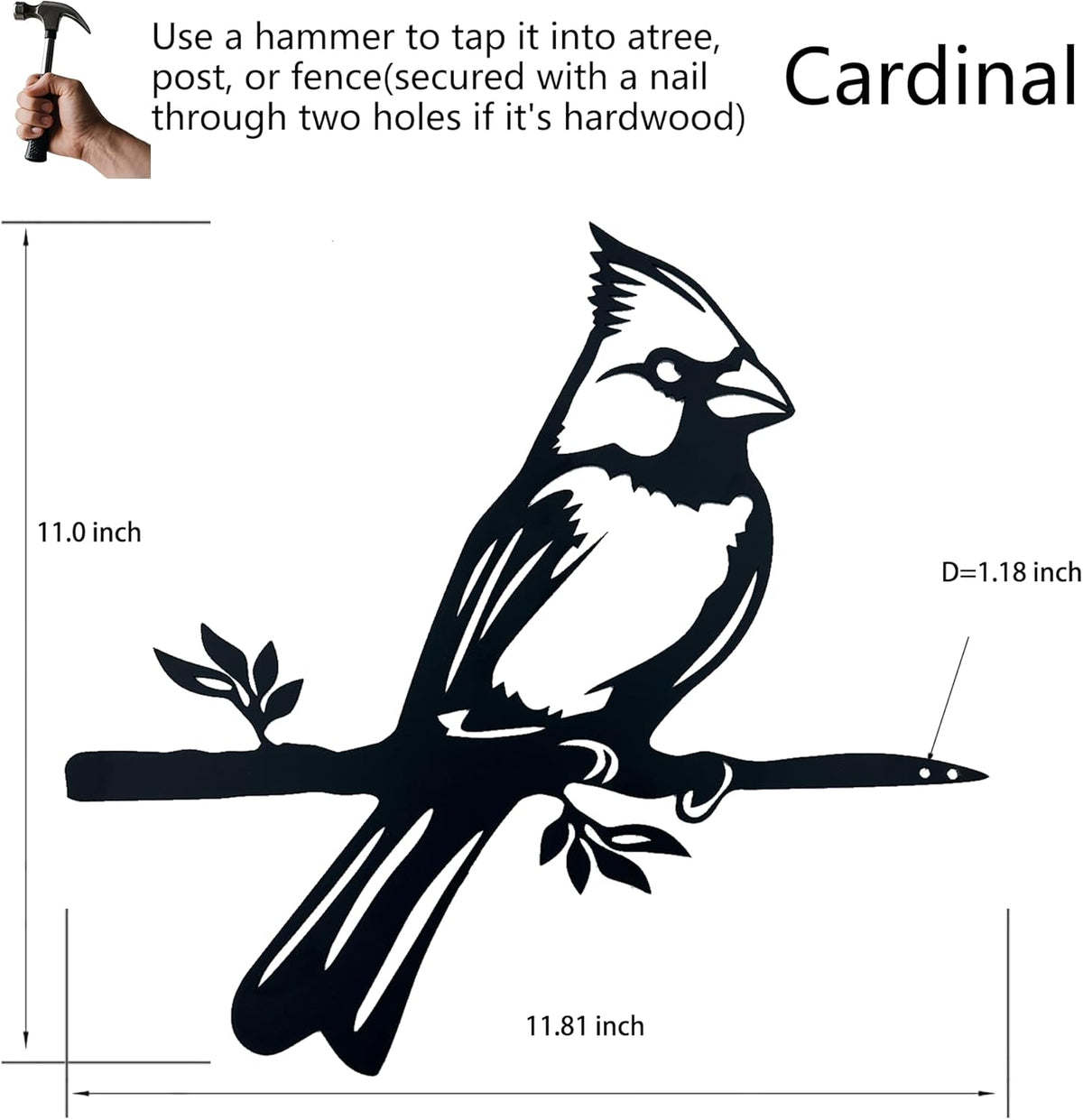 Memorial Cardinal Bird Garden Statue, Metal Birds Yard DéCor, Outdoor Bird DéCor, for Backyards