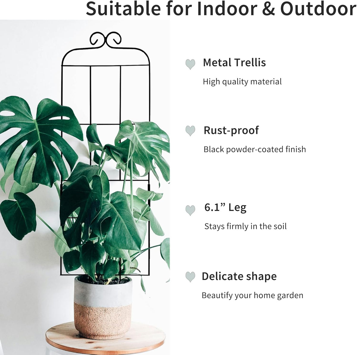 4 Pack 31'' Plant Trellis for Climbing Plants Indoor & Outdoor, Metal Trellis for Potted Plants