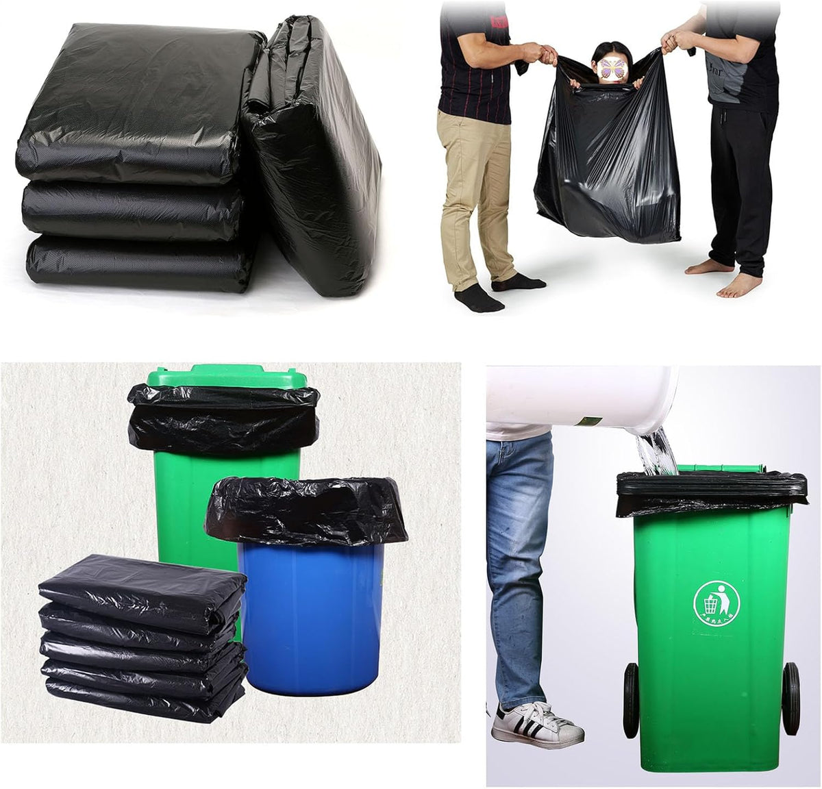 65 Gallon Trash Bags 1.8 Mil -50''x55'' Pack of 50 Thick Large Heavy Duty Multi-Use Garbage Bags