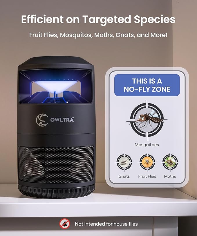 OWLTRA IMT-L60 Indoor Electric Insect Trap, Catcher & Killer Lamp for Fruit Flies, Mosquitos