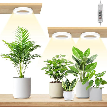 LORDEM 6.3” Ceiling Grow Lamp for Indoor Plants, 216 LEDs Full Spectrum Halo Plant Light, Under