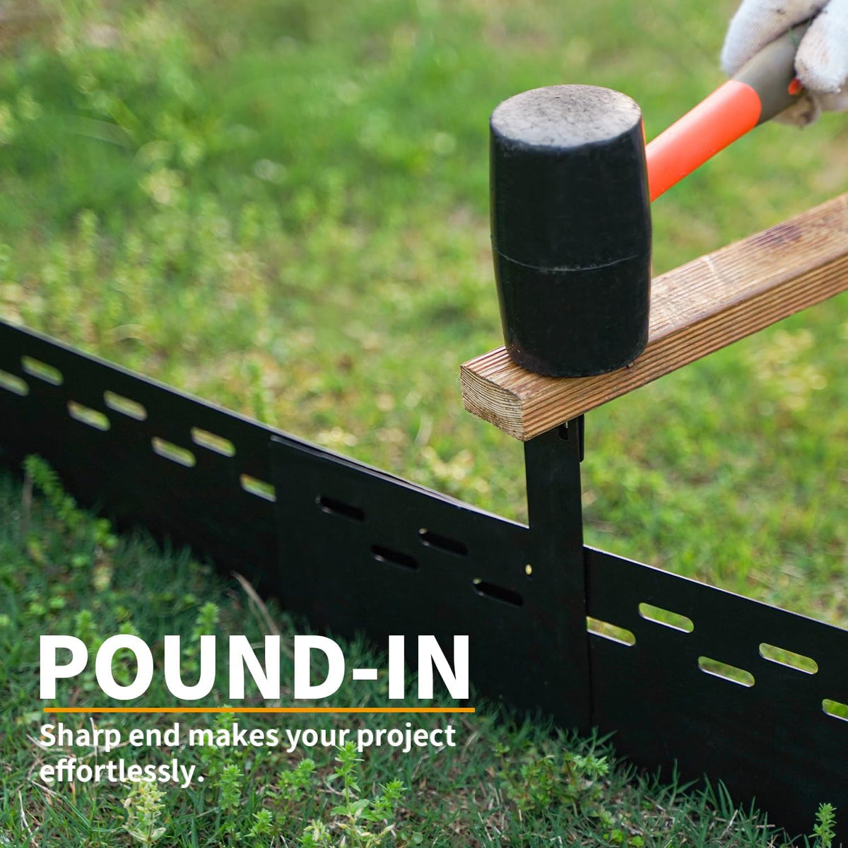 30Pcs 10Inch Black Metal Landscape Edging Stakes, No Installation for Corrugated Garden Landscape