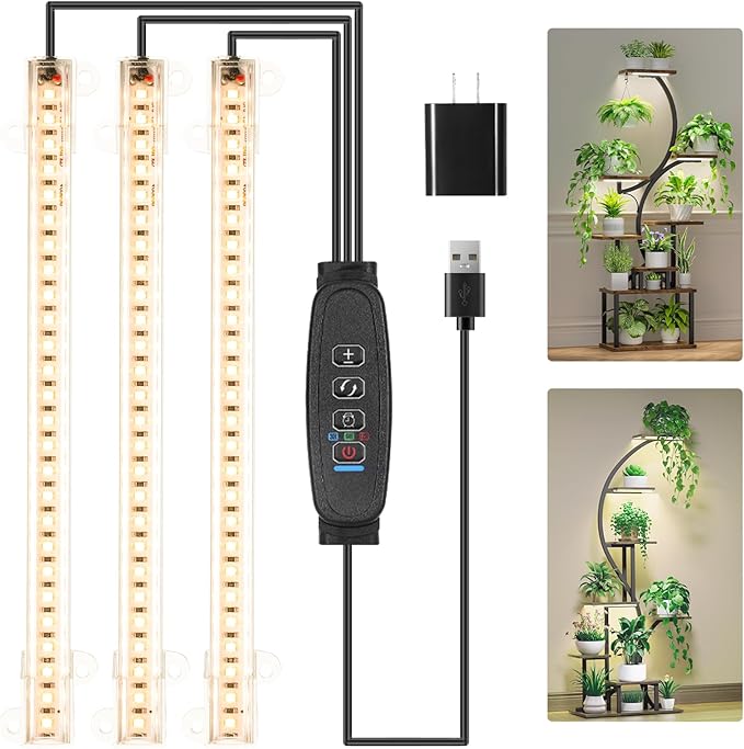 LED Grow Light Strips, Grow Lights for Indoor Plants Full Spectrum 3000K, 78 LEDs Plant Light with