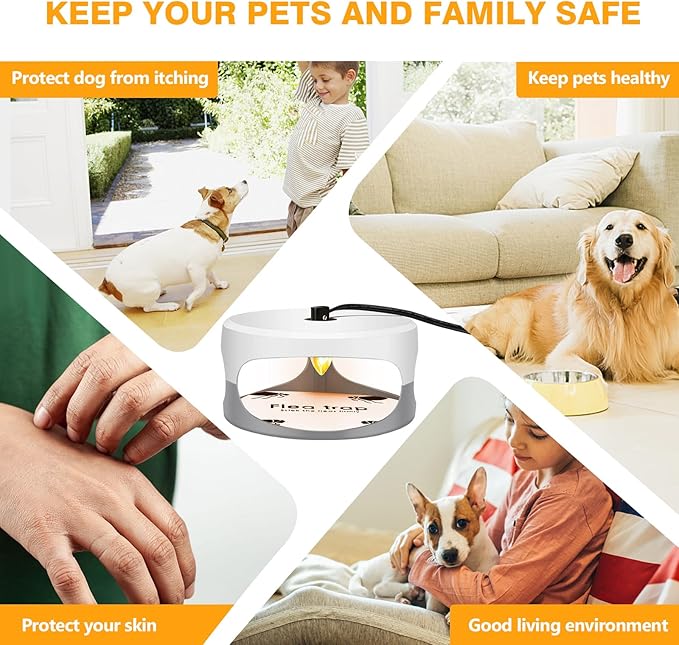 Flea Traps for Inside Your Home 2 Packs, Flea Light Trap for Indoor, Bed Bug Killer with Sticky
