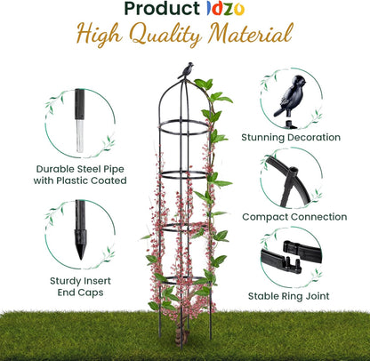 Idzo Plastic Obelisk Trellis for Climbing Plants Outdoor 5.8 Feet Tall, 70in Garden Trellis for
