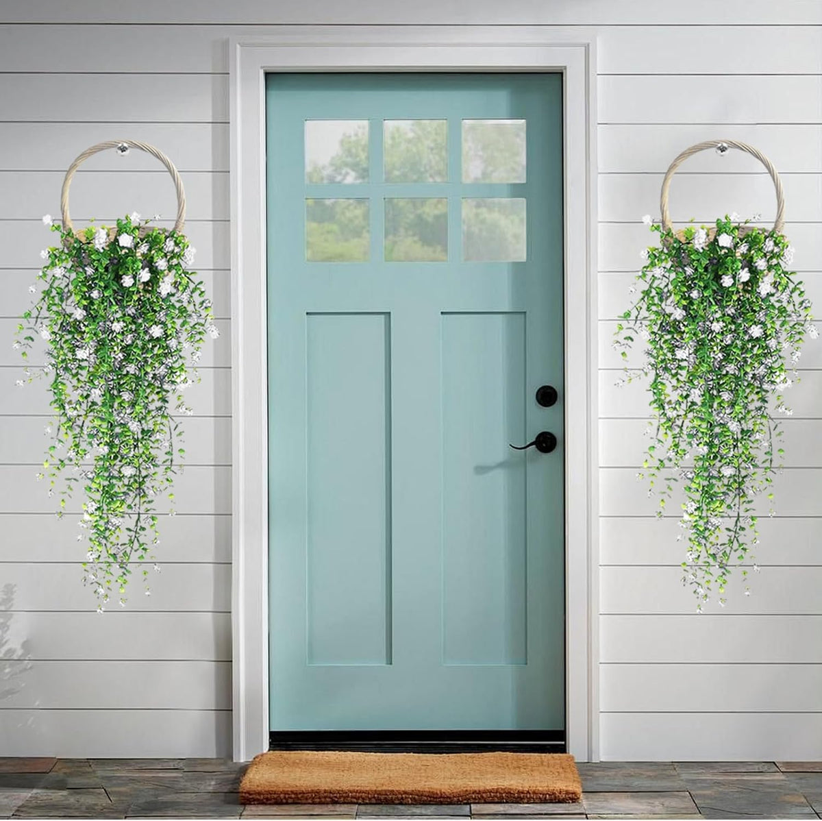 Artificial Hanging Flowers, 3 Pcs Fake Hanging Plants Artificial Vines for Outdoors, Fake Ivy Vine