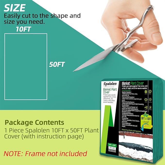 Plant Covers Freeze Protection, 10ft X 50ft Floating Row Cover 1.47 oz/yd² Fabric, Garden Frost