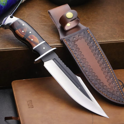 (DeHong-88 Hunting Knife, 7.1" (about 18 cm) Fixed Blade Tactical knife ，Configure leather