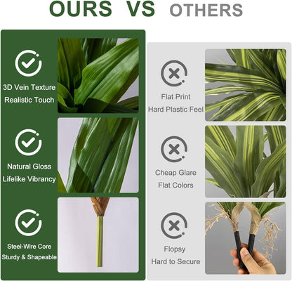 4 Pcs Artificial Greenery Stems Dracaena Faux Branches Artificial Plants Realistic Fake Dracaena
