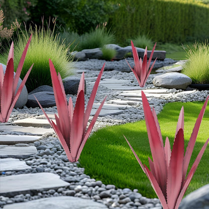 EROCK 2 Pcs Tequila Rustic Sculpture, Wind Resistant Metal Agave Plant Outdoor Home Decor, DIY