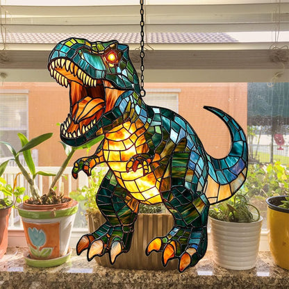 Fierce T-rex Acrylic Suncatcher Stained Glass Effect Window Car Hanging Christmas Ornament Indoor