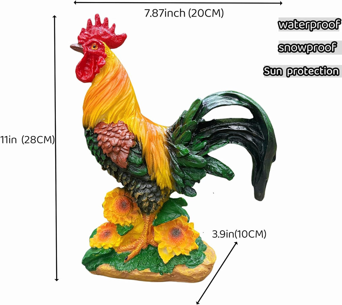 Rooster Garden Statue Decorations, Chicken Farm Animals Decoration, Yard Chicken Sculpture for