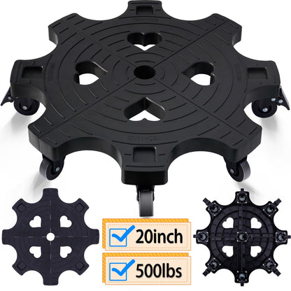 20 Inch Plant Caddy With Wheels - Heavy Duty Outdoor Indoor Rolling Plant Stand With Casters Black