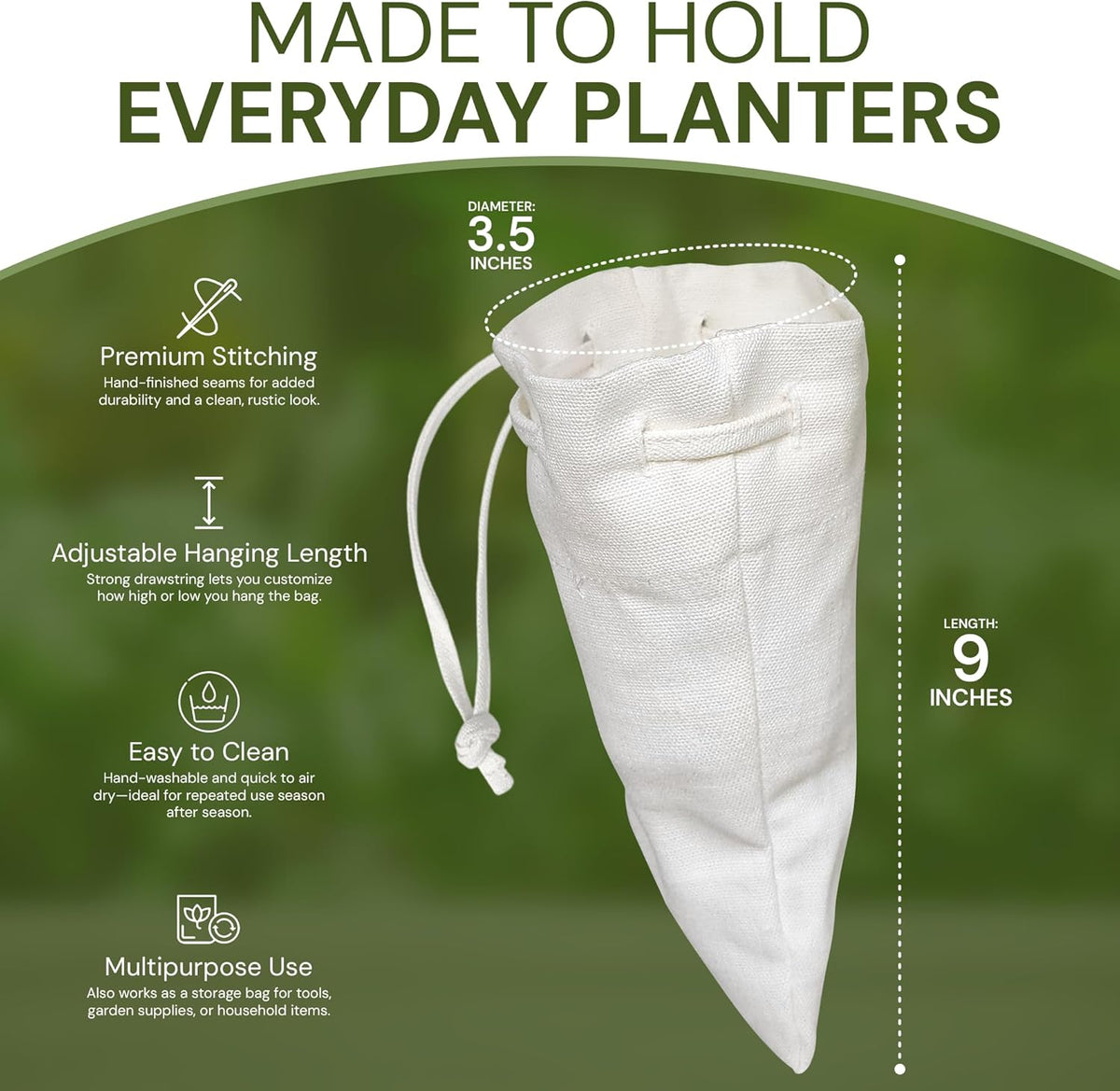 Organic Hemp Hanging Plant Bag – Reusable Natural Fiber Flower Pot Holder for Indoor & Outdoor Use