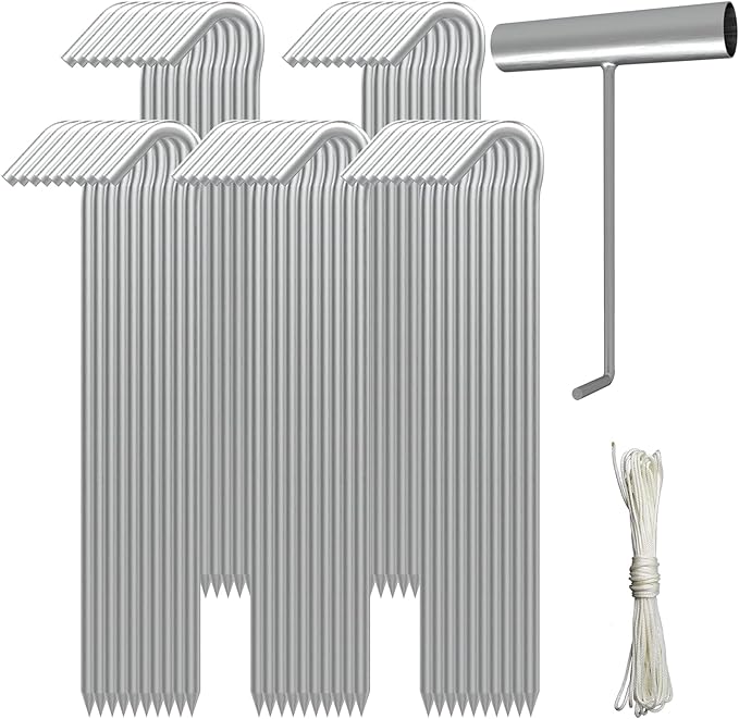AAGUT Tent Stakes Heavy Duty Metal 9 Inch, 50 Pack Rust-Resistant Galvanized Steel Camping Stake