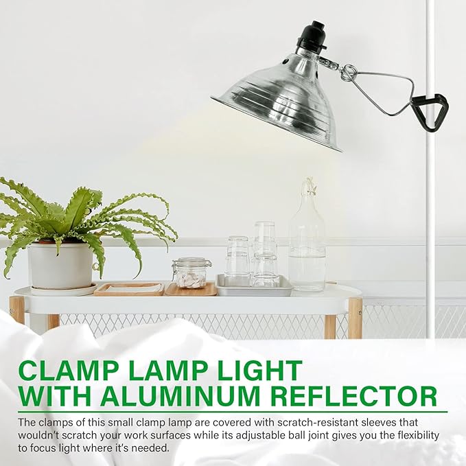 Simple Deluxe Clamp Light with 8.5 Inch Adjustable Aluminum Reflector, Suit for E26 Socket Max 150