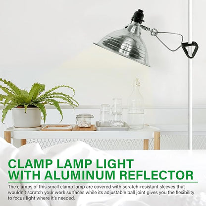 Simple Deluxe Clamp Light with 8.5 Inch Adjustable Aluminum Reflector, Suit for E26 Socket Max 150