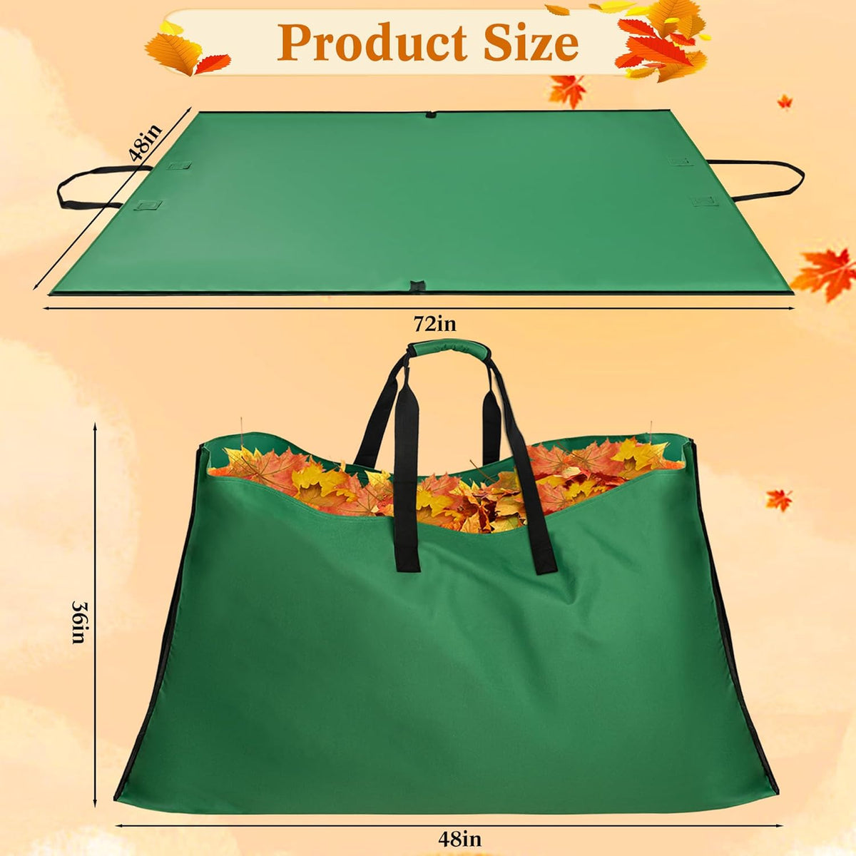 Leaf Bag for Collecting Leaves, 600D Oxford Cloth Collapsible Reusable Garden Yard Waste Tarp