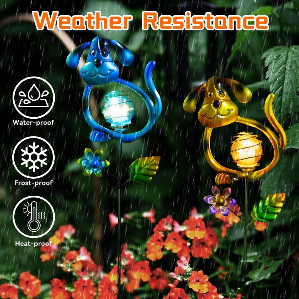 Solar Outdoor Garden Lights,27.4''H Solar Dog Statues Outdoor Lights,Waterproof Solar Decorative
