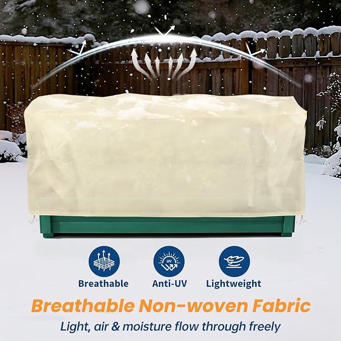 Plant Covers Freeze Protection, 2 Pack Garden Covers for Raised Bed, Frost Cloths for Outdoor