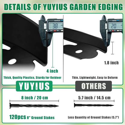 Landscape Edging - 80FT 4IN Garden Edging Border with 120 Stakes, No Dig Lawn Edging for