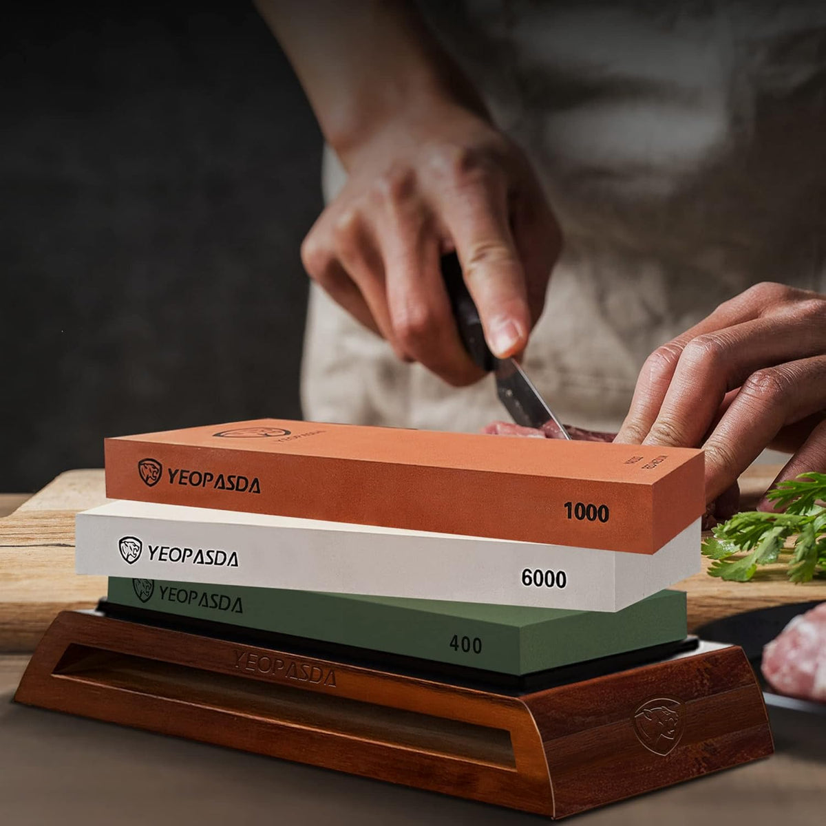 Extra Large Knife Sharpening Stone Kit - YeopAsda Thickered 3 Side Grit 400/1000/6000 Xl Wet Stone