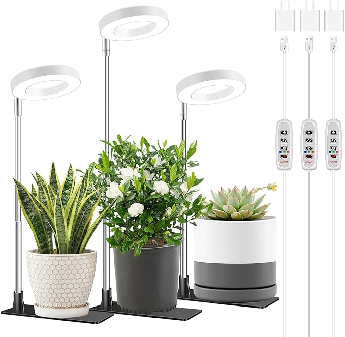Grow Light, Full Spectrum Plant Lights for Indoor Growing with with 3/9/12H Timer, 3 Color Modes