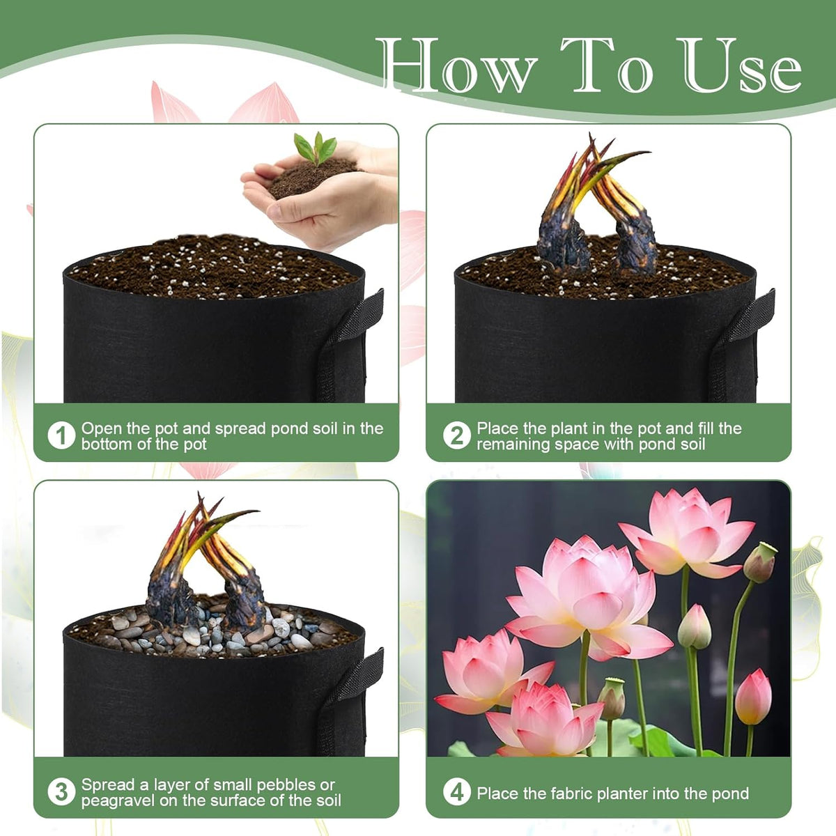 6Pcs Lily Plant Pots for Pond, Aquatic Pond Planter for Pond Durable Breathe Reusable Fabric Plant